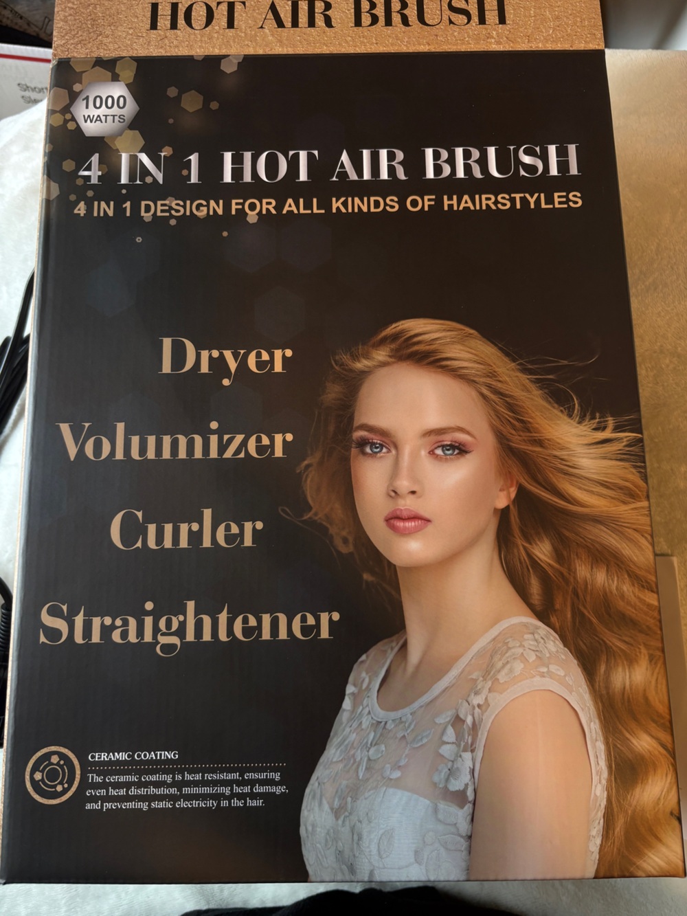 4-in-1 Hot Air Brush Dryer Volumizer Curler Straightener - Black